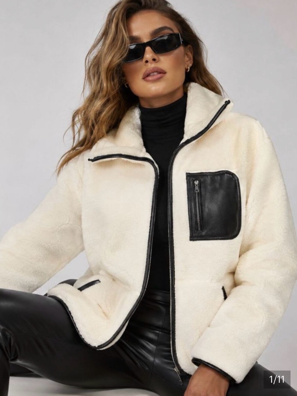 SPANX sherpa fleece full zip jacket